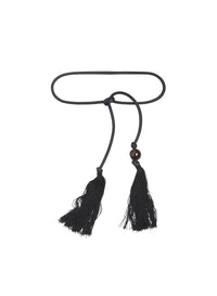 Ceinture en cuir avec pompons - Noir