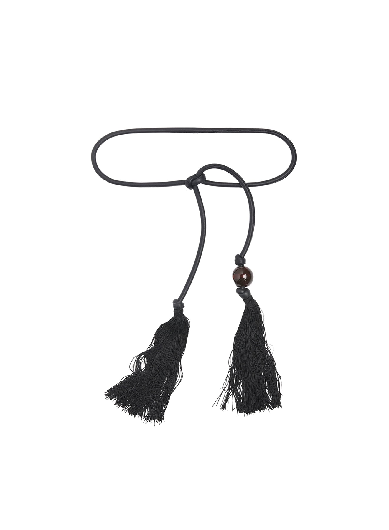Ceinture en cuir avec pompons - Noir