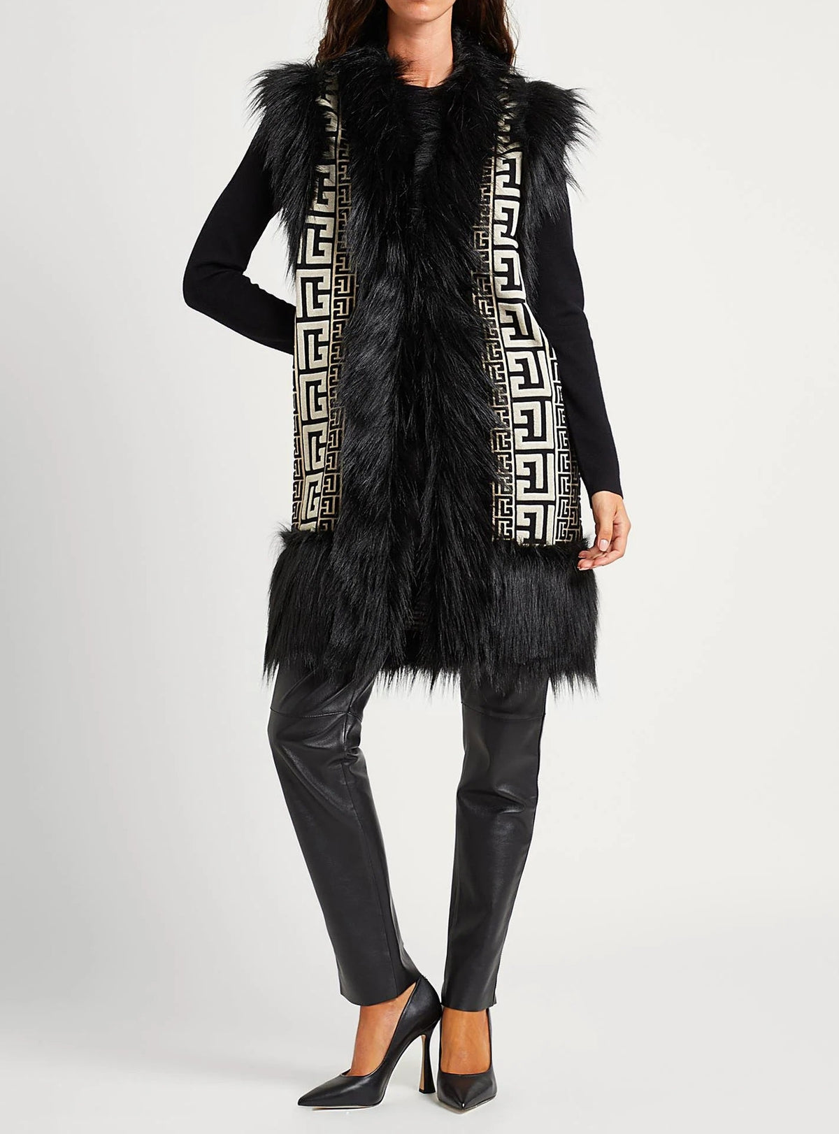 Gilet monogramme en laine - Ivoire & Noir