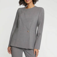 Veste asymétrique en laine - Anthracite