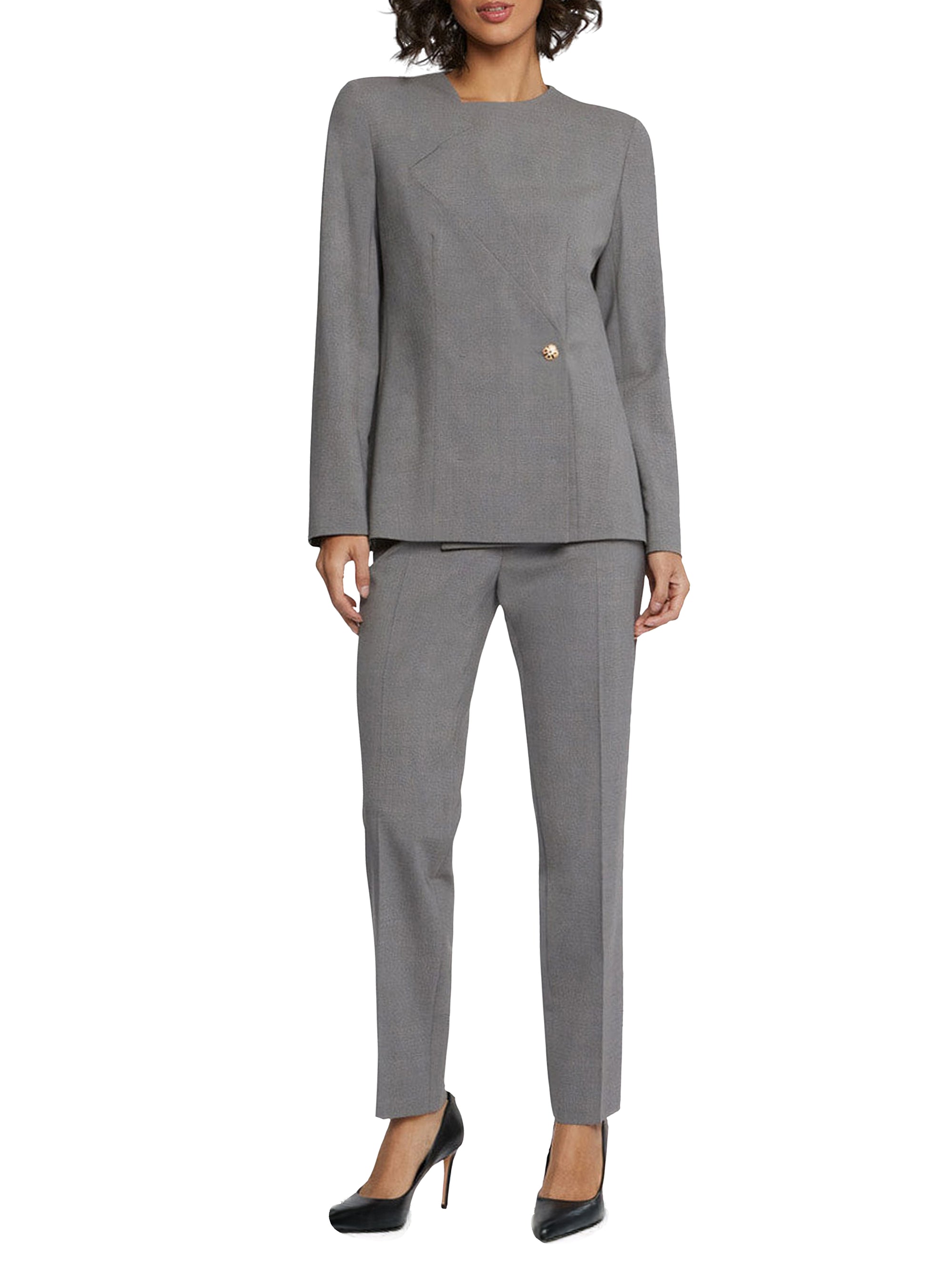 Veste asymétrique en laine - Anthracite