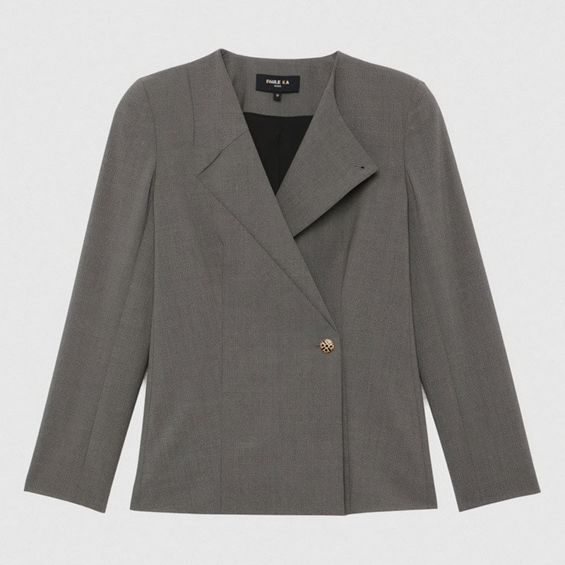 Veste asymétrique en laine - Anthracite
