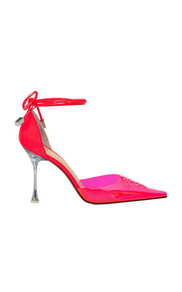 Heart 100 strappy pumps with rhinestone embellishments - Fluo Pink