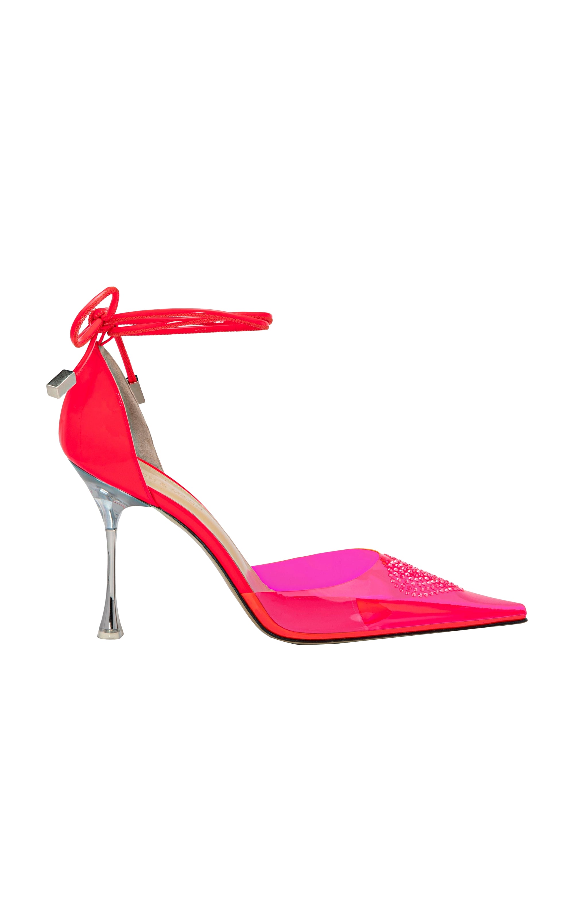 Heart 100 strappy pumps with rhinestone embellishments - Fluo Pink