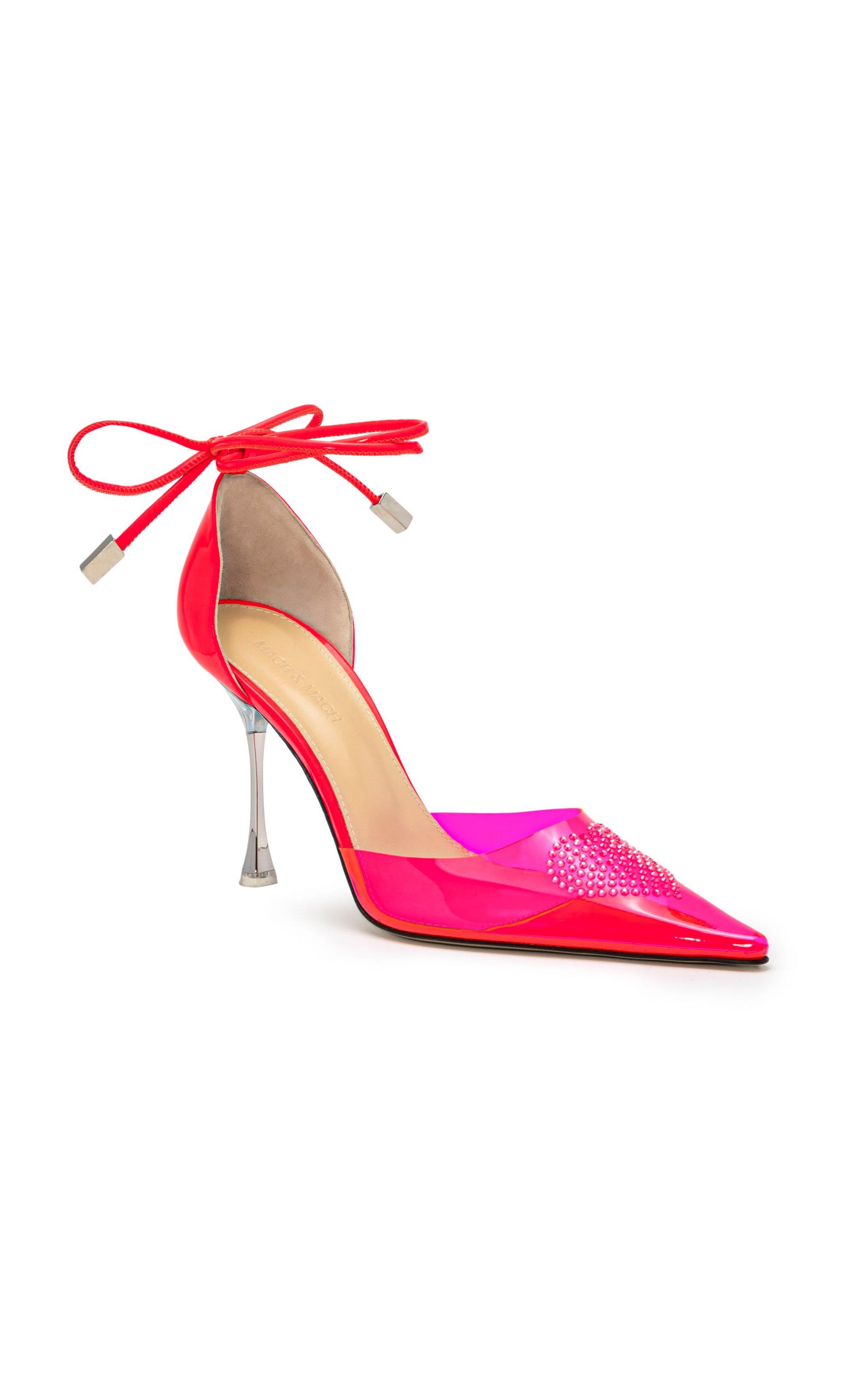 Heart 100 strappy pumps with rhinestone embellishments - Fluo Pink