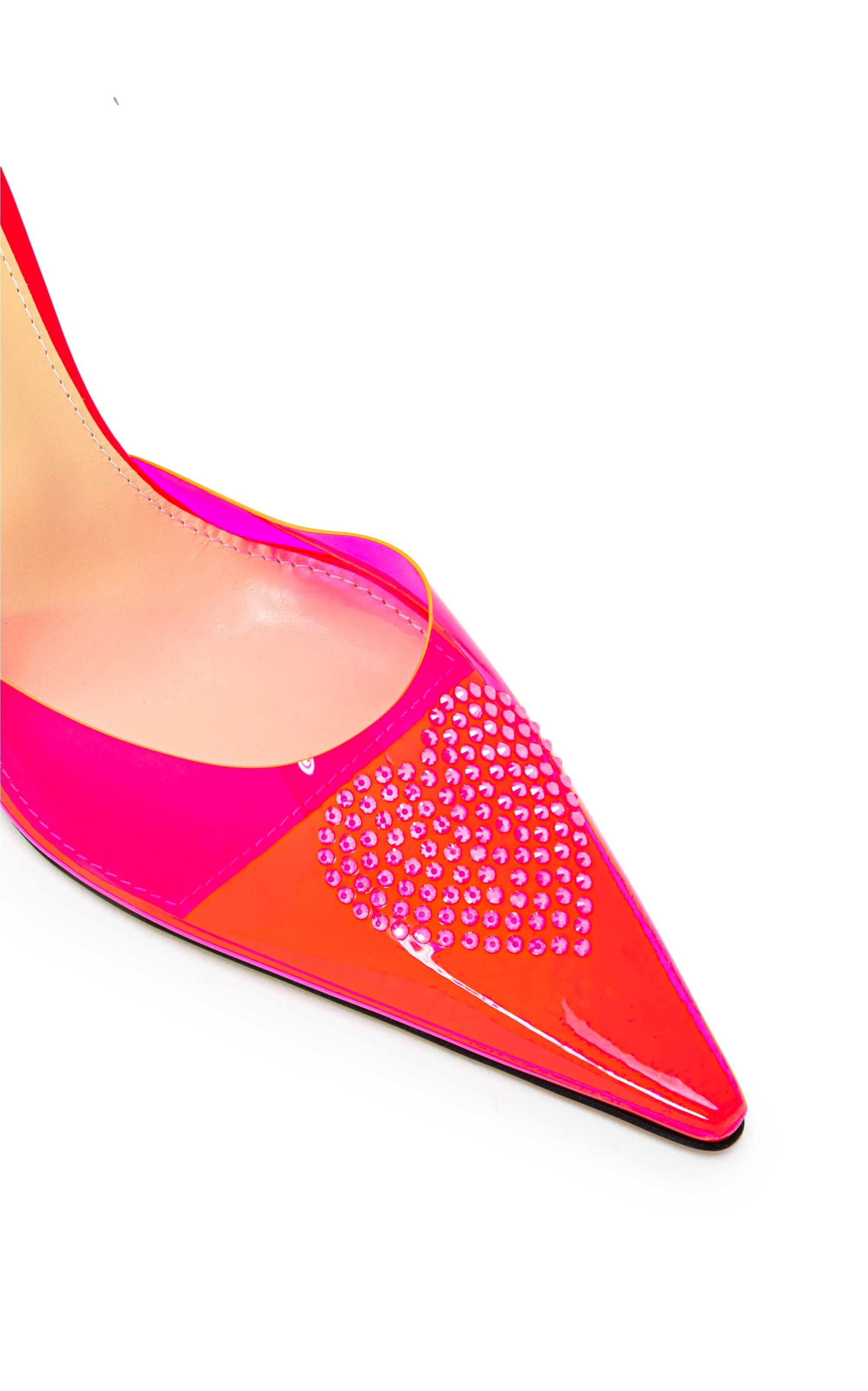Heart 100 strappy pumps with rhinestone embellishments - Fluo Pink