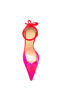 Heart 100 strappy pumps with rhinestone embellishments - Fluo Pink