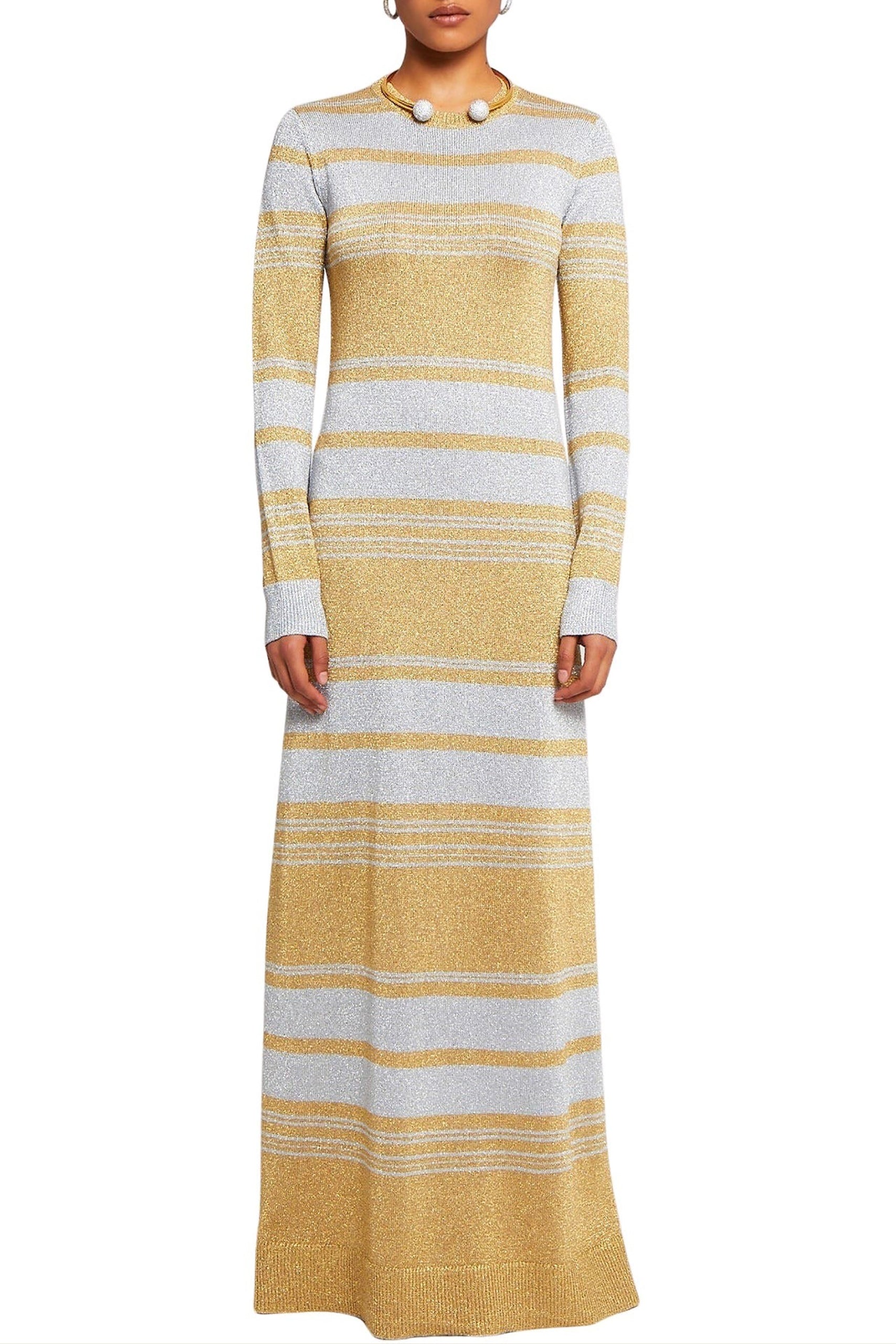 Robe Saganbis rayée coupe longue - Gold
