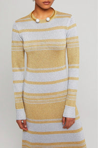 Robe Saganbis rayée coupe longue - Gold
