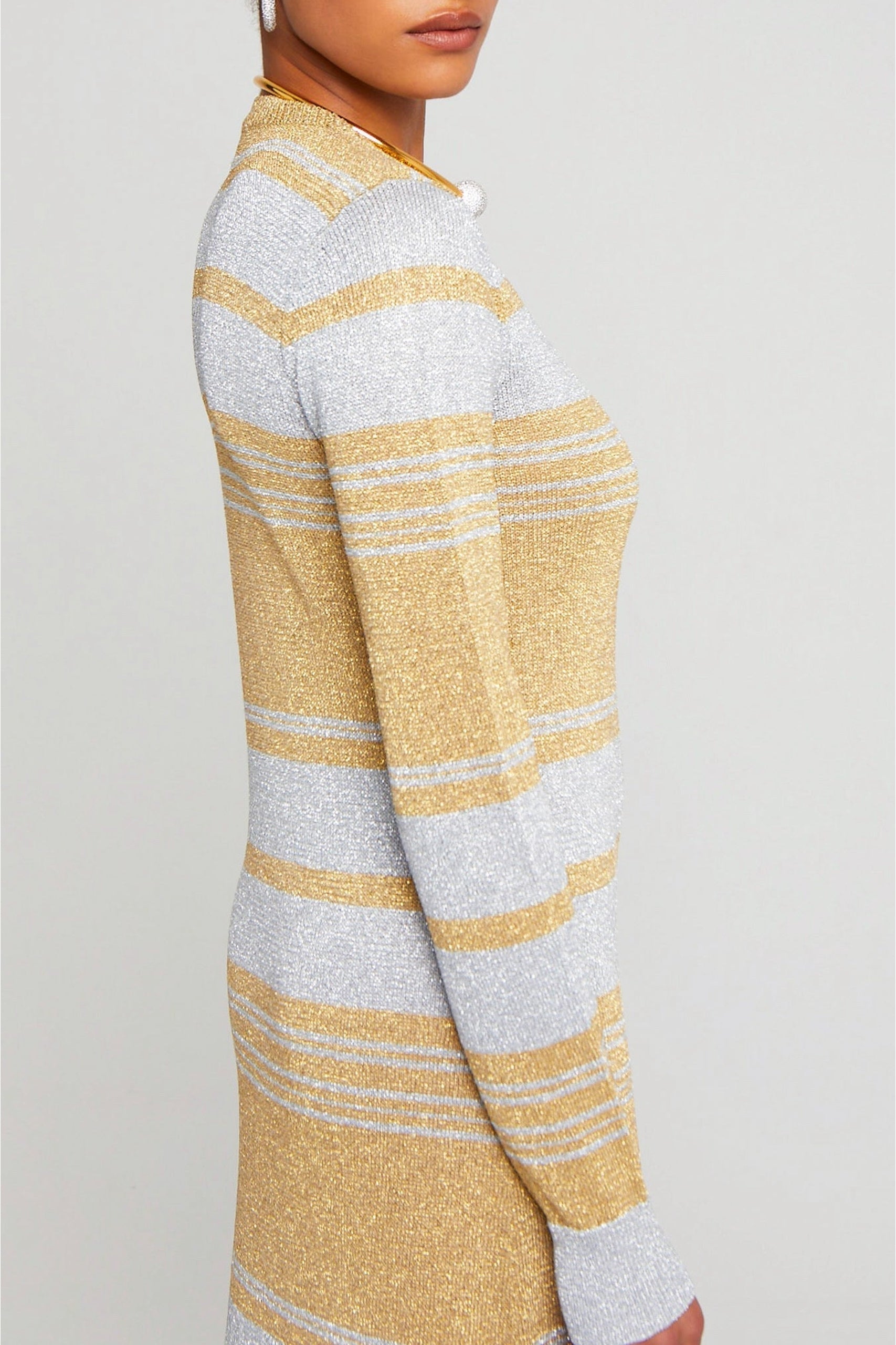 Robe Saganbis rayée coupe longue - Gold