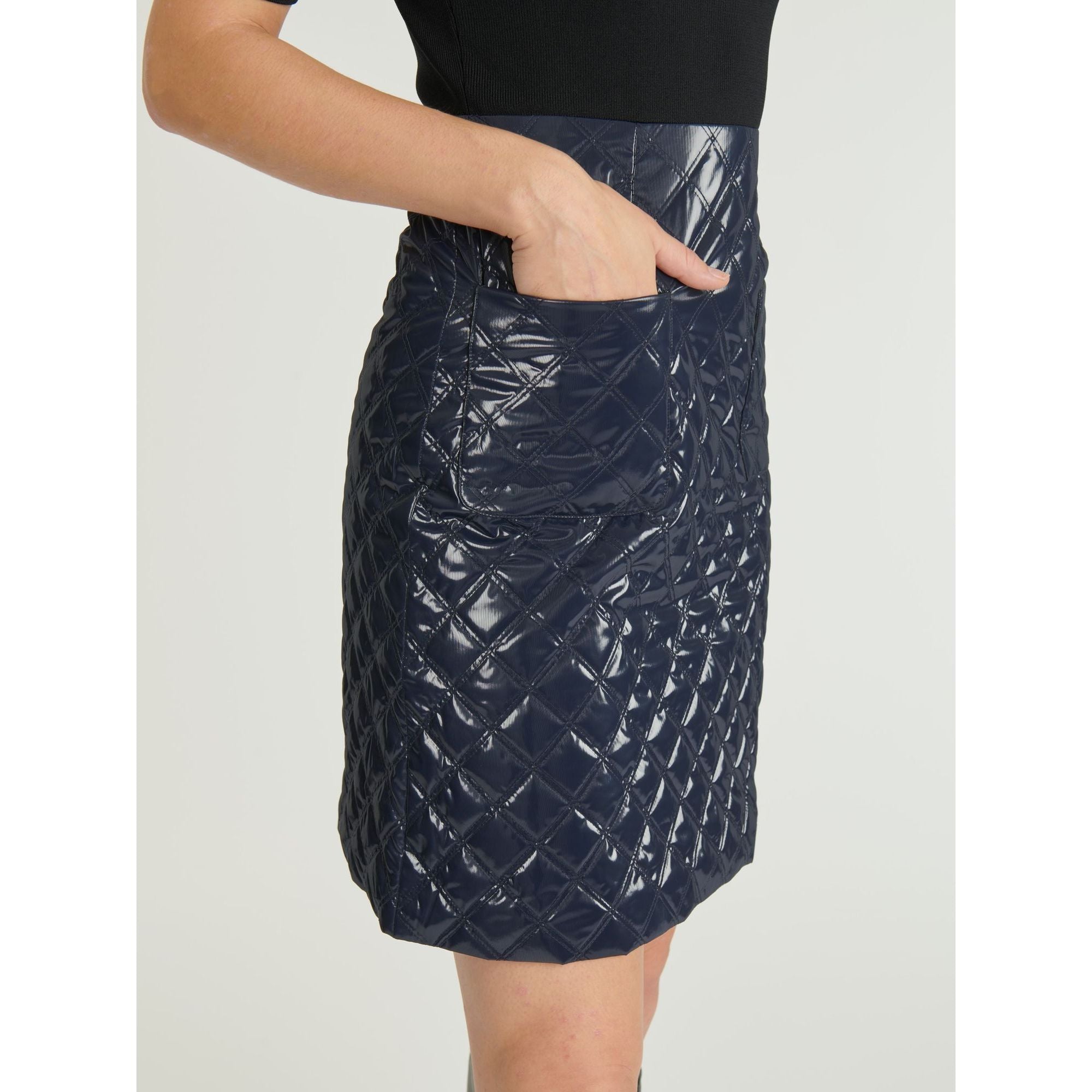 Robe trapèze matelassée - Bleu marine & noir