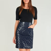 Robe trapèze matelassée - Bleu marine & noir