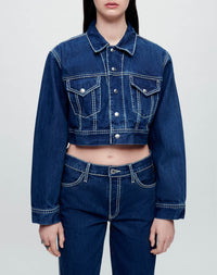 Short denim jacket - Chunky Stitch with Indigo