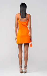 Short cut-out dress with rhinestone embellishments - Orange