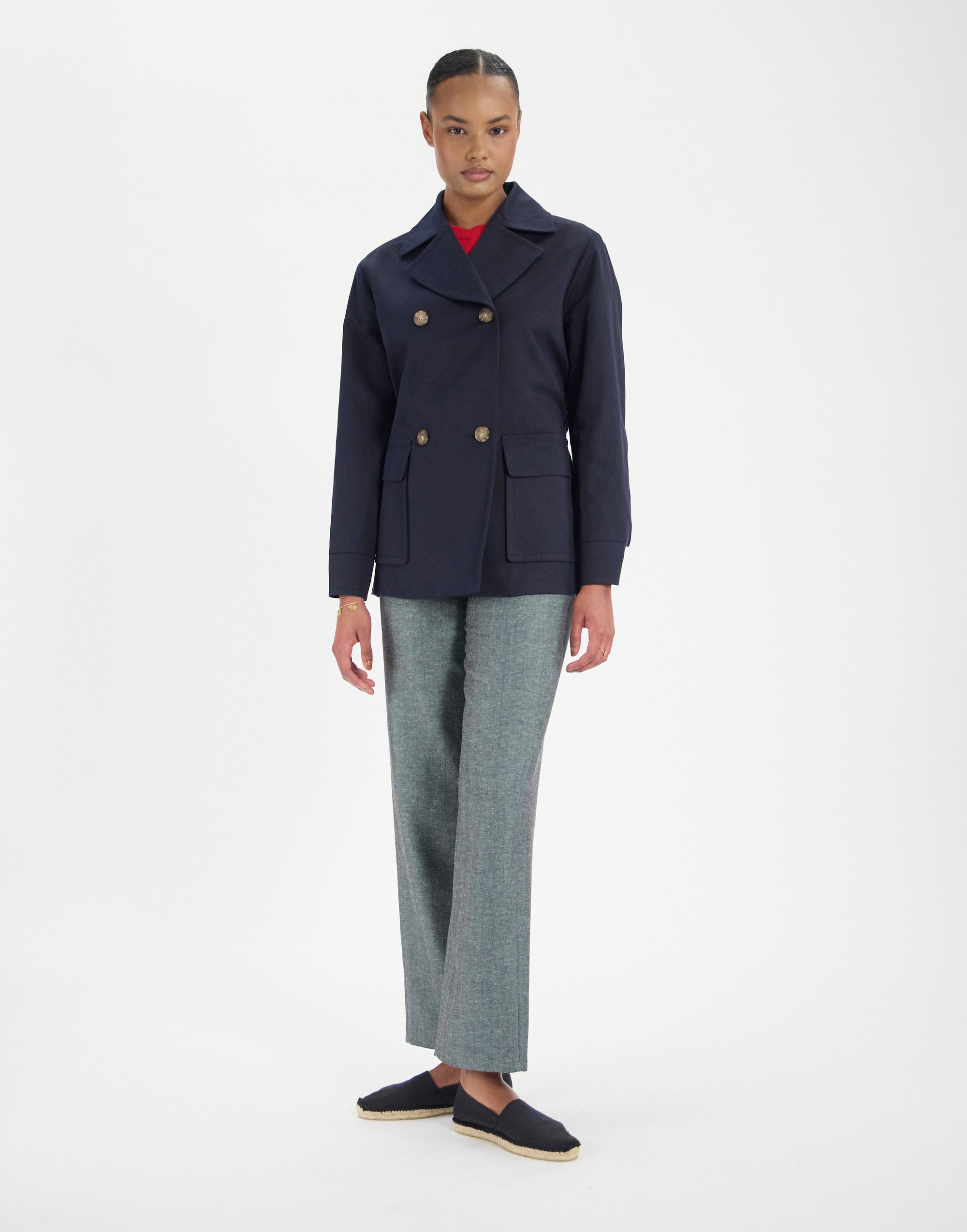 19qty NEW  / Veste Romaric en lin mélangé -  Blue Navy