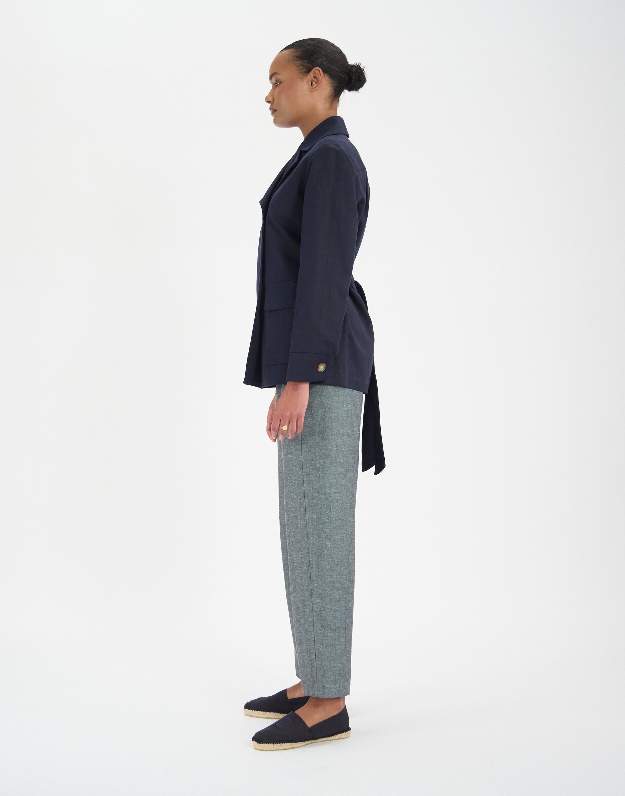 19qty NEW  / Veste Romaric en lin mélangé -  Blue Navy