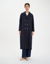 21qty NEW  / Manteau Denise en lin mélangé -  Blue Navy