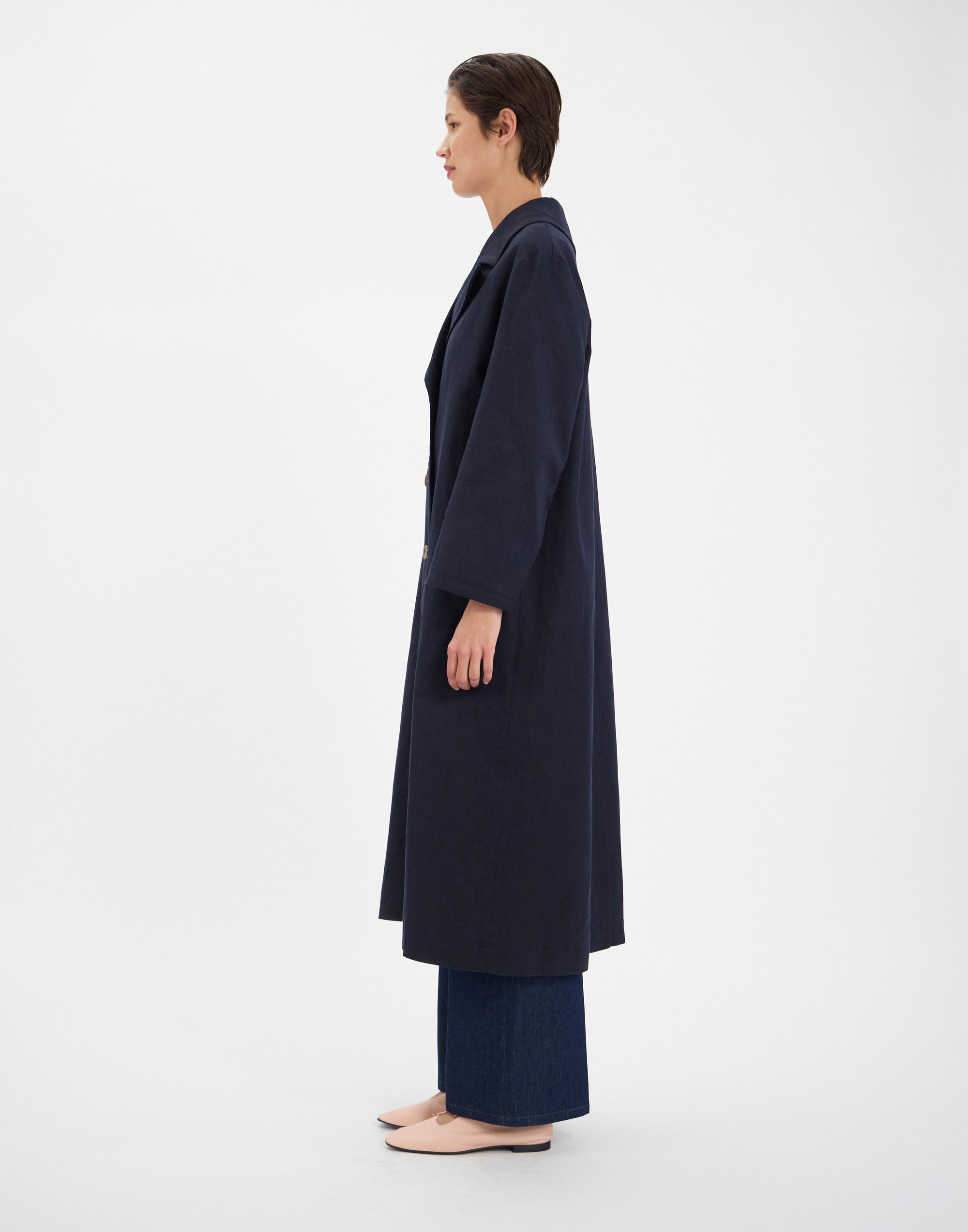 21qty NEW  / Manteau Denise en lin mélangé -  Blue Navy