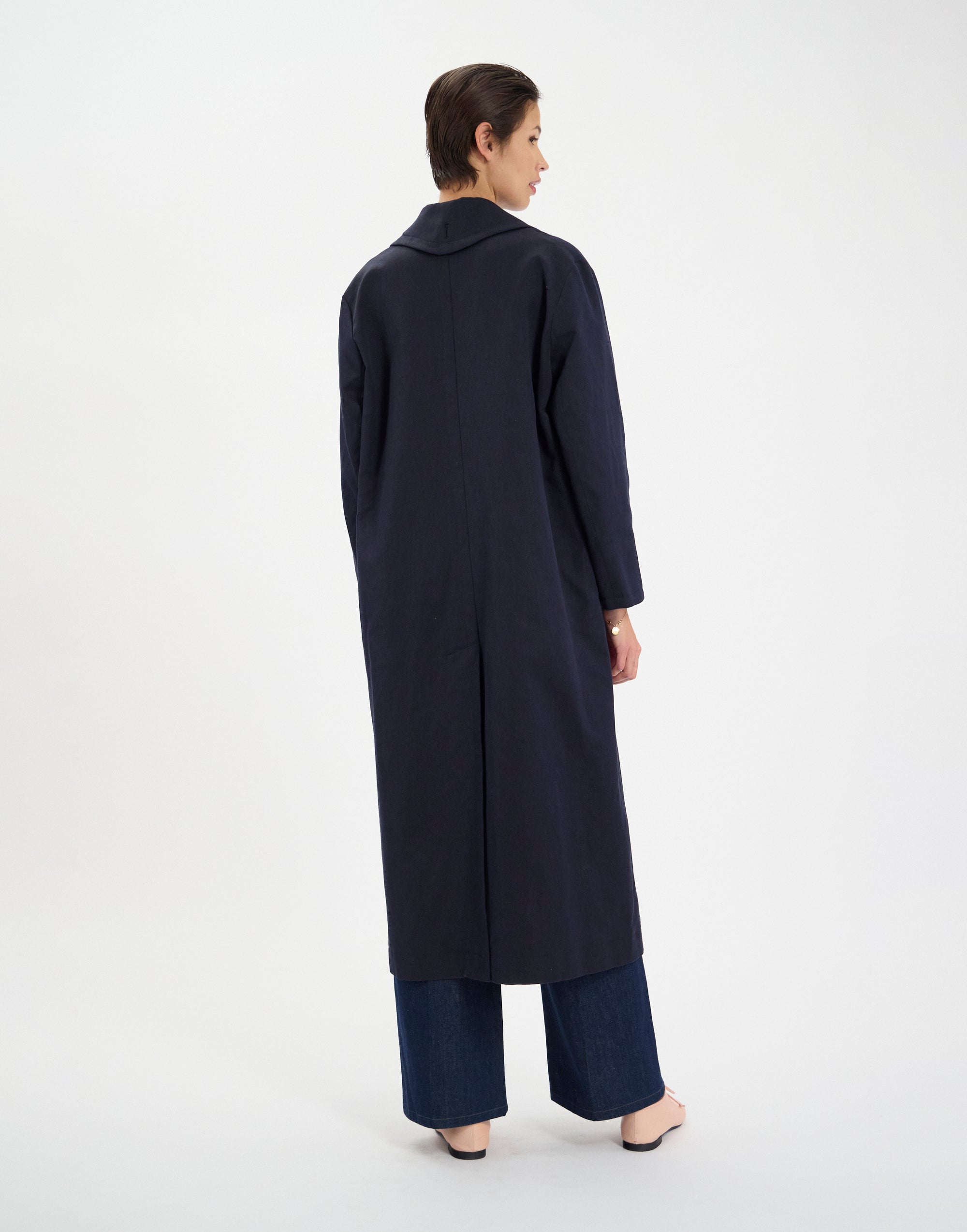 21qty NEW  / Manteau Denise en lin mélangé -  Blue Navy