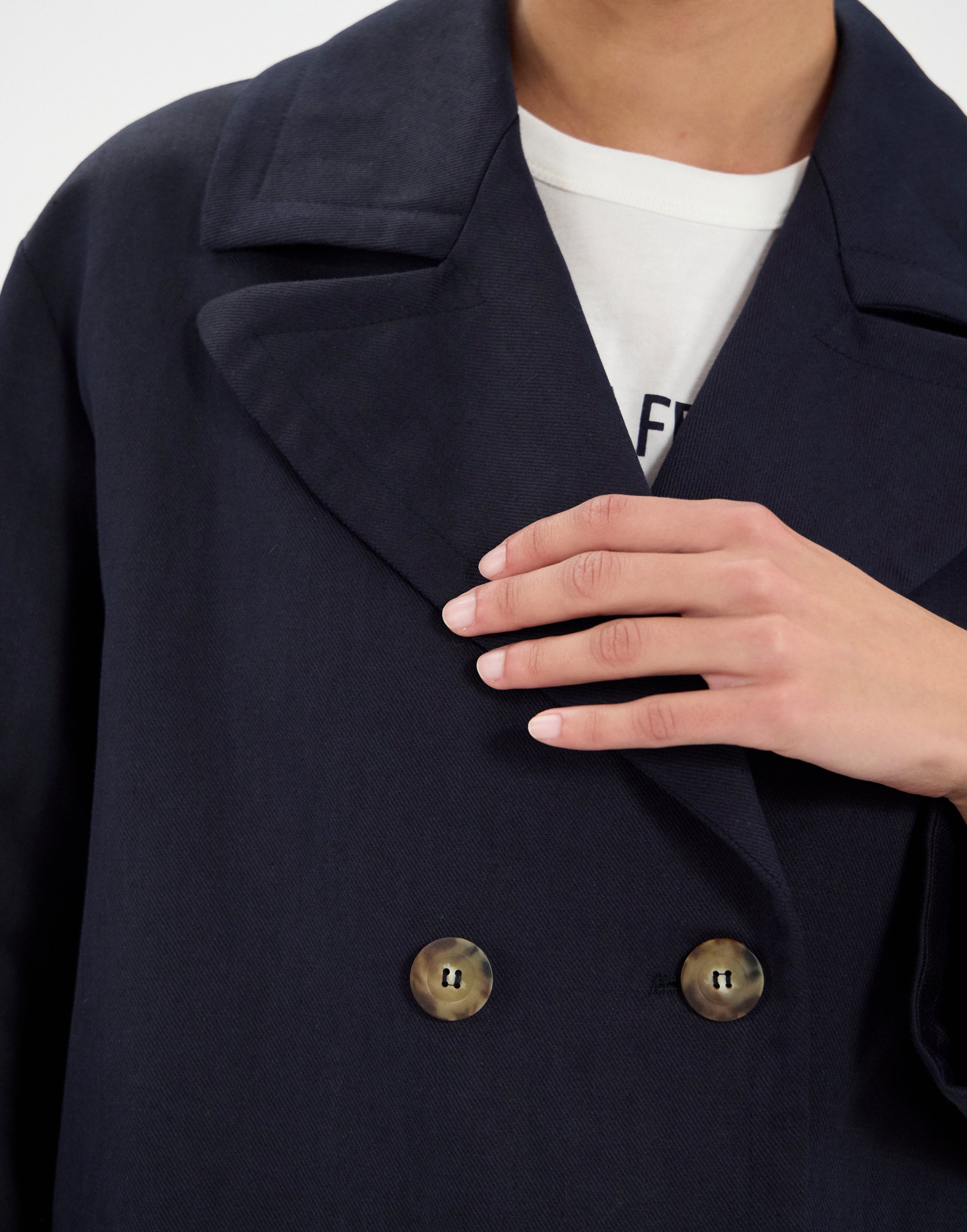 21qty NEW  / Manteau Denise en lin mélangé -  Blue Navy