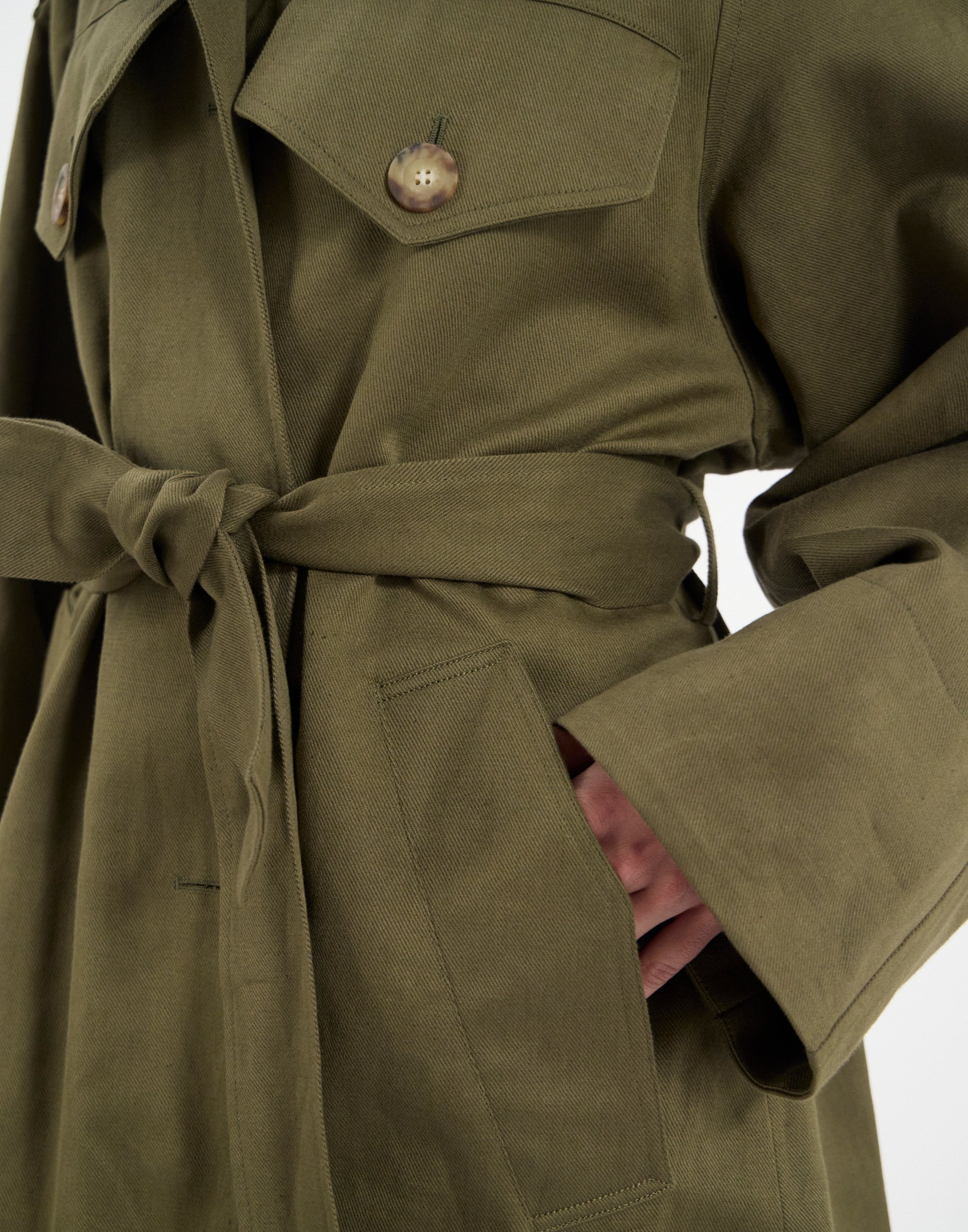 33qty NEW  / Manteau Vera en lin mélangé -  Khaki
