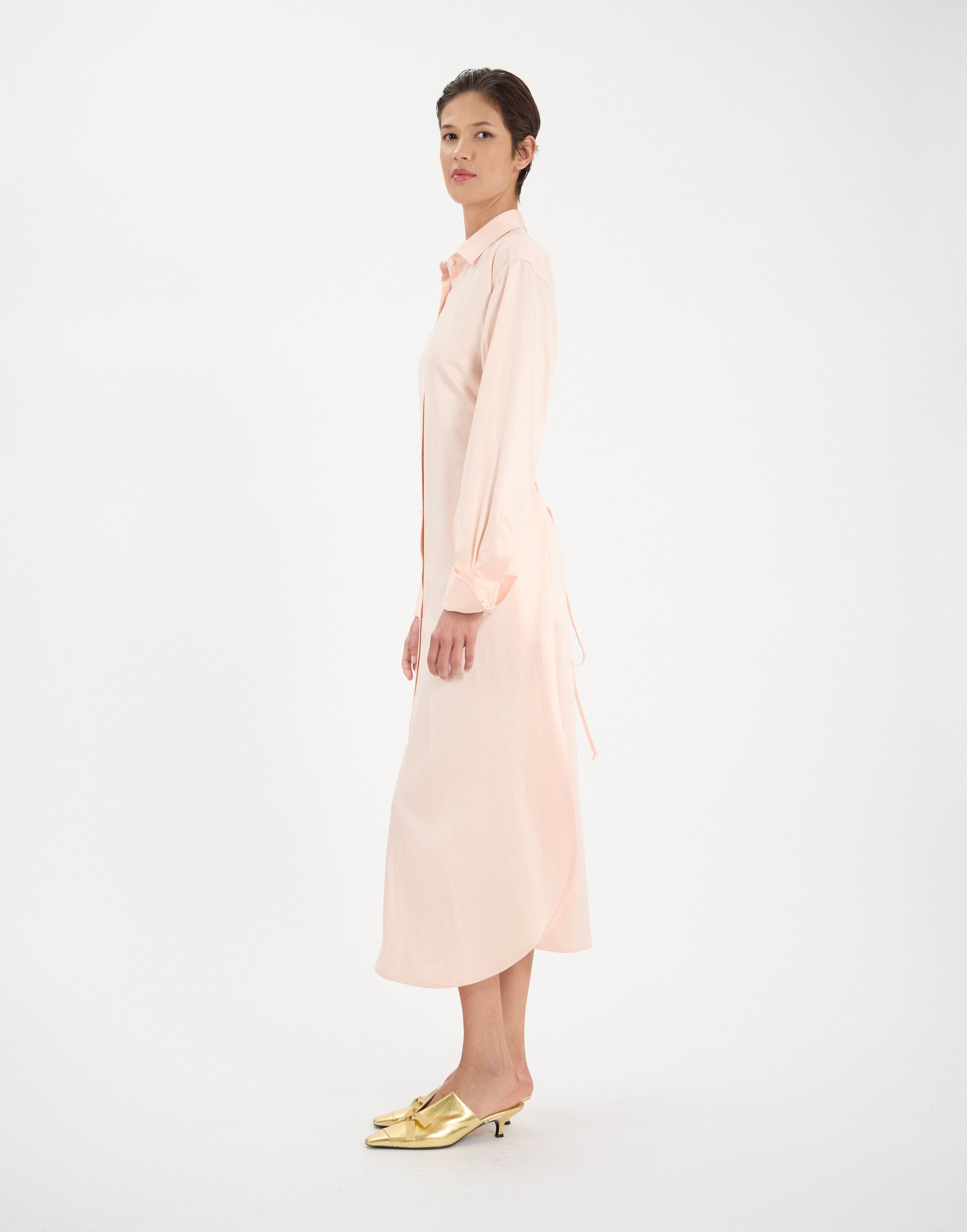 18qty NEW  / Robe Douglas en lin mélangé -  Pale Pink