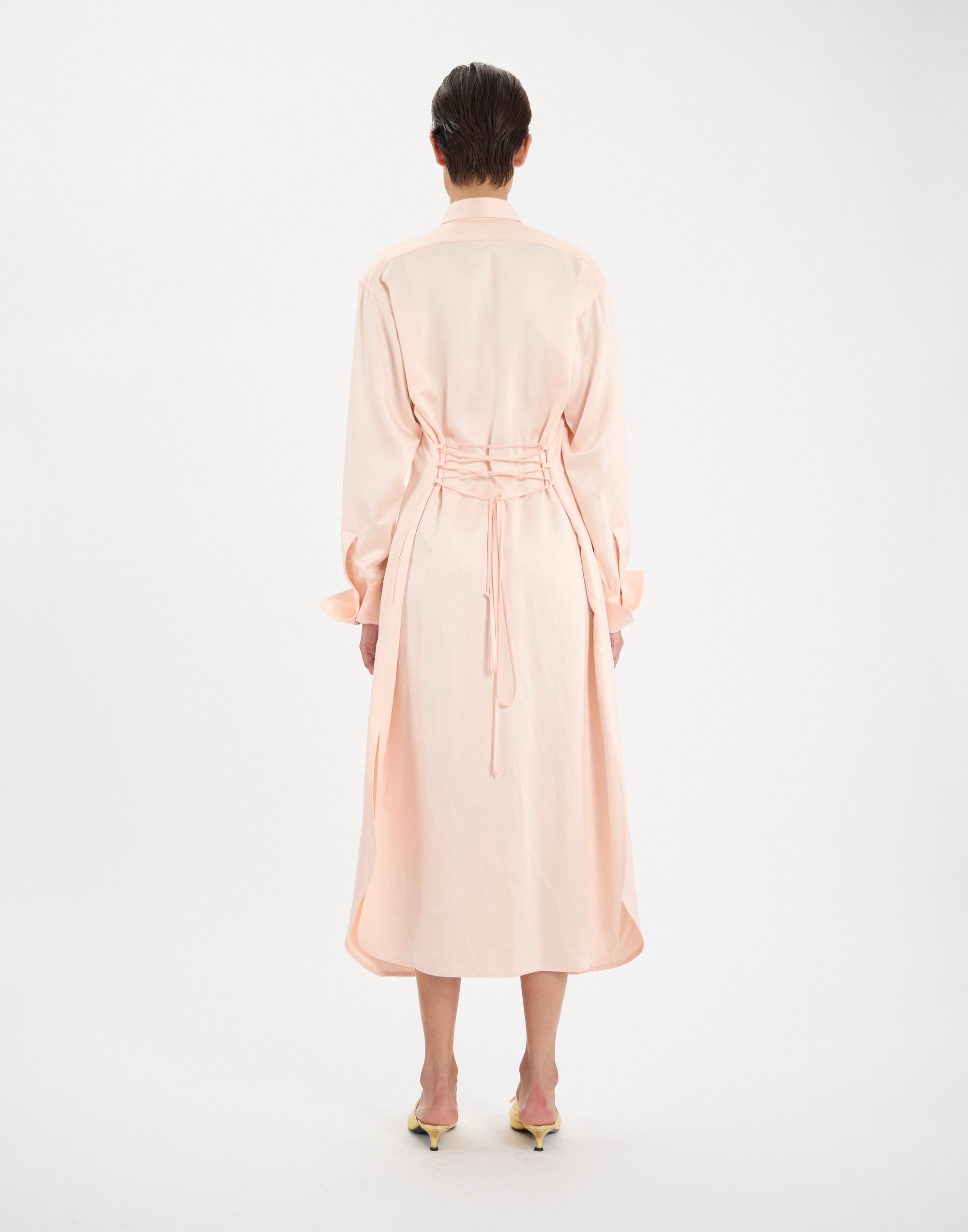 18qty NEW  / Robe Douglas en lin mélangé -  Pale Pink