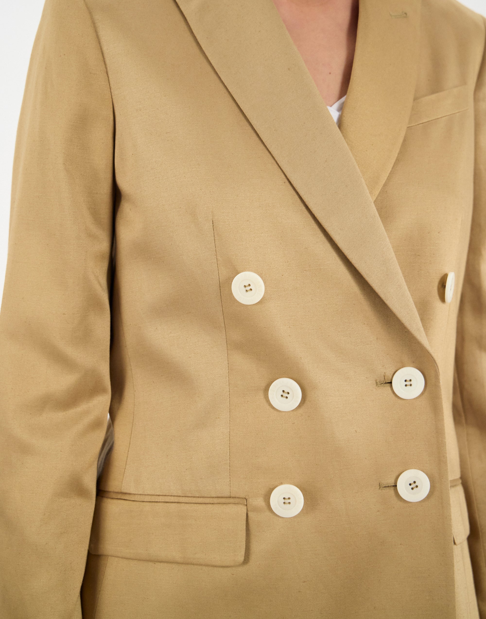 15qty NEW  / Veste Ezio en lin mélangé -  Camel