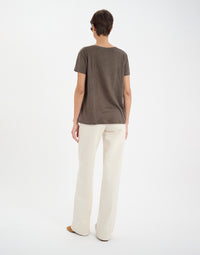 30qty NEW  / T-shirt Apolline en lin -  Khaki
