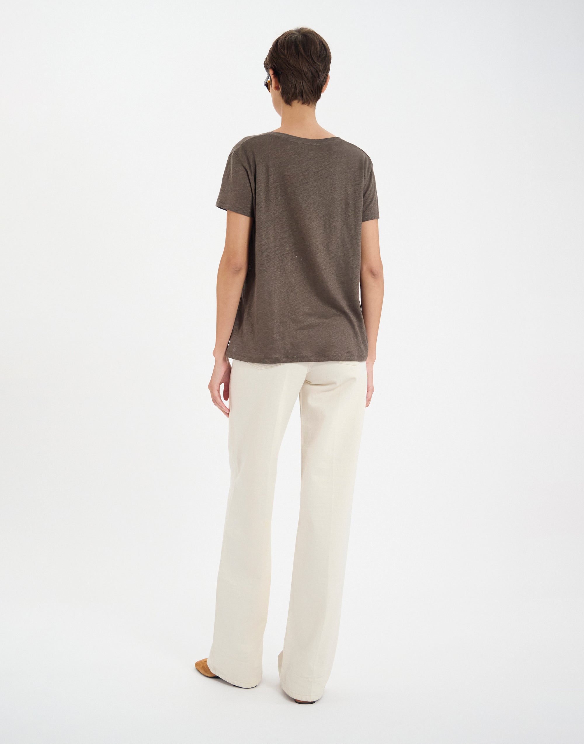 30qty NEW  / T-shirt Apolline en lin -  Khaki