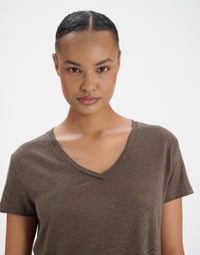 30qty NEW  / T-shirt Apolline en lin -  Khaki