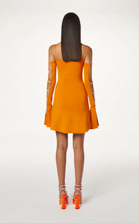 Amélie short dress with rhinestones - Orange