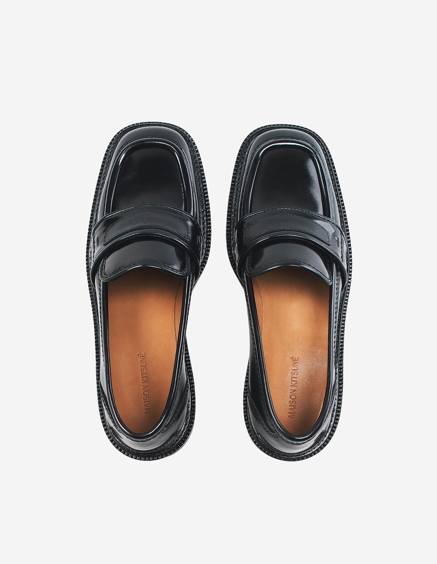 Embossed leather loafers - Black