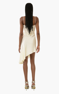 Bow silk & strass short dress - White