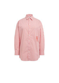 Chemise oversize rayee - Orange Moyen