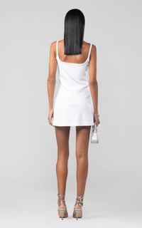 Short cut-out dress with rhinestone embellishments - Off-White
