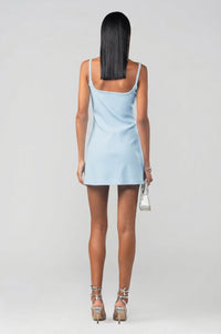 Short cut-out dress with rhinestone embellishments - Pastel Blue