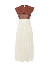Brown & White DRESS - Brown & White
