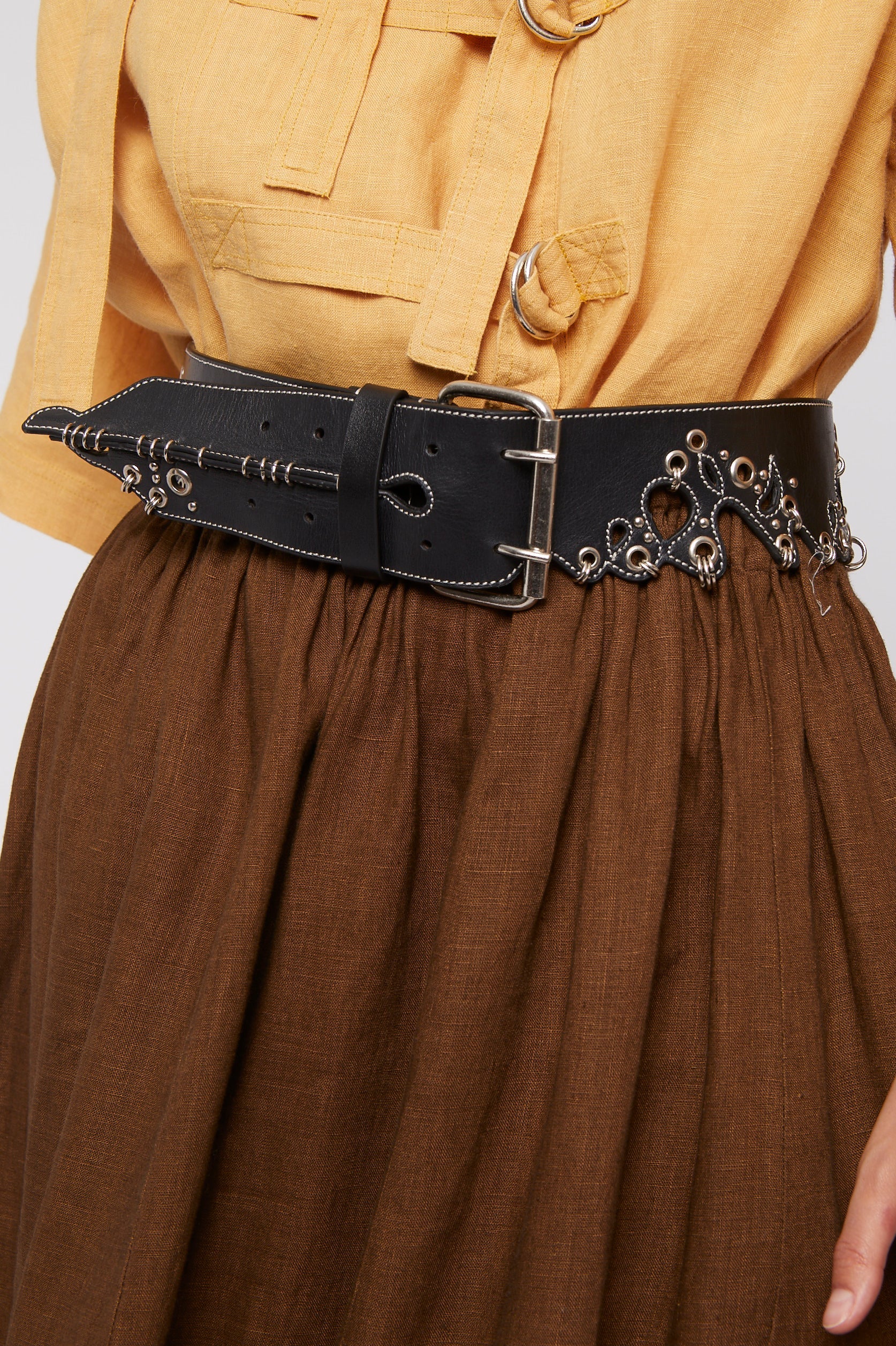 Ceinture Pierce ajourée en cuir - Black