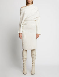 Robe drapée asymétrique - Off White
