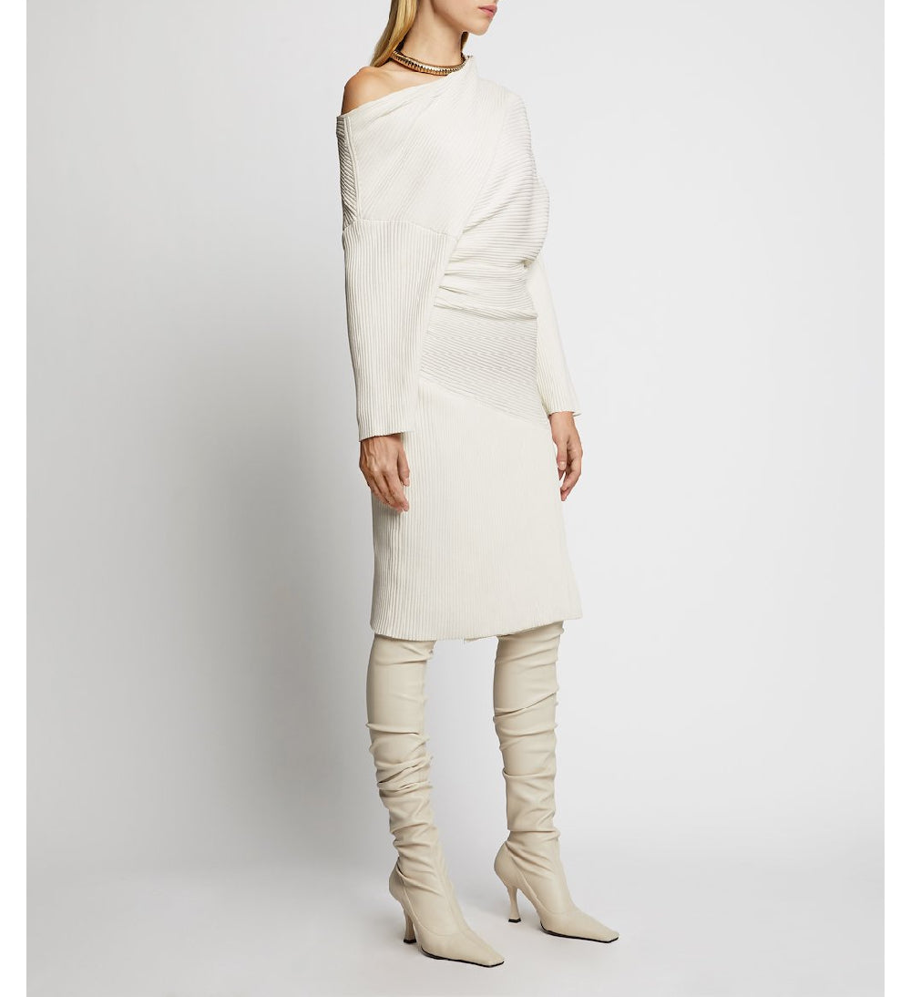 Robe drapée asymétrique - Off White