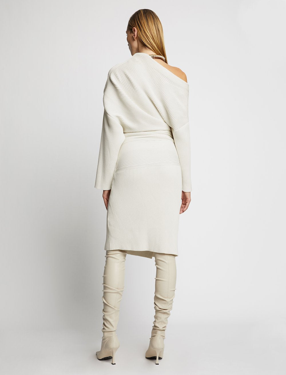 Robe drapée asymétrique - Off White