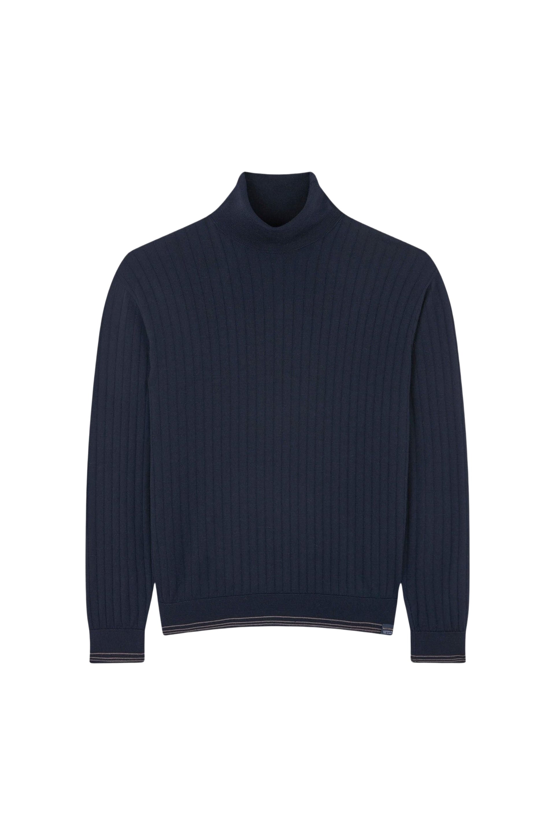 Pull Riviera à col roulé en laine - Bleu damier