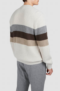 Wool crew-neck jumper - Beige & cream