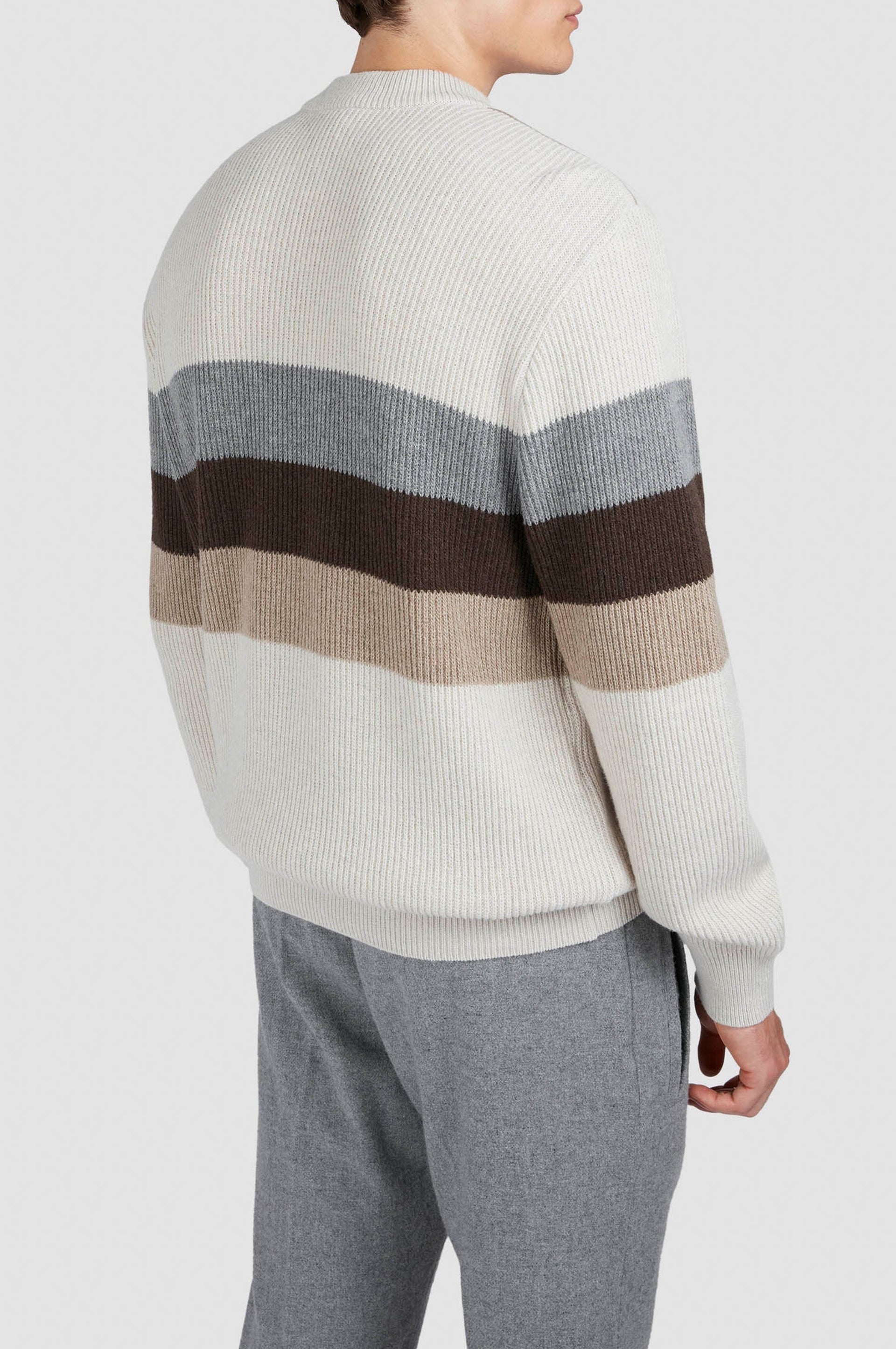Wool crew-neck jumper - Beige & cream