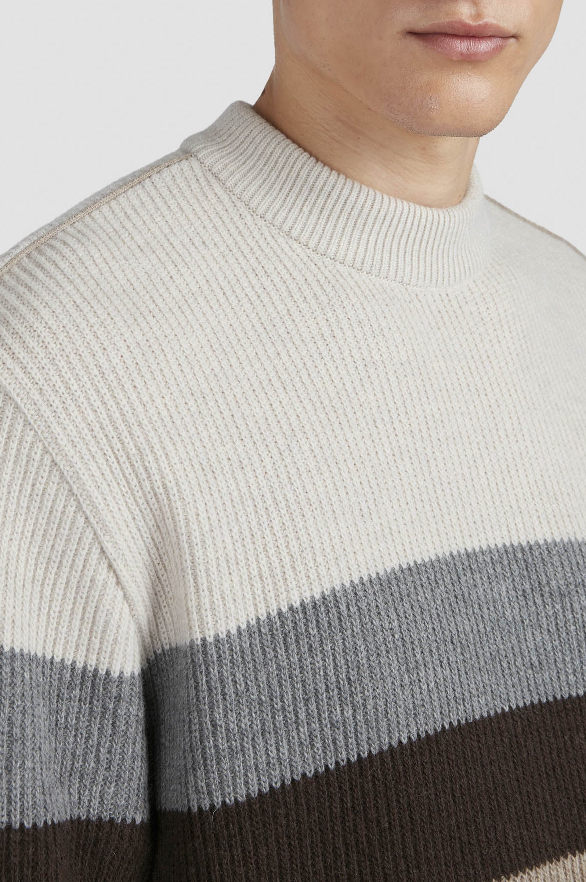 Wool crew-neck jumper - Beige & cream