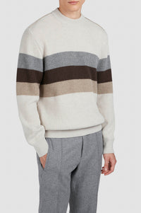 Wool crew-neck jumper - Beige & cream