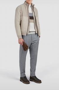 Wool crew-neck jumper - Beige & cream