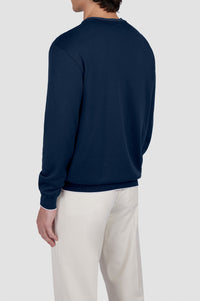 Riviera round-neck wool jumper - Blue check