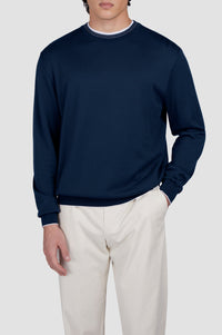 Riviera round-neck wool jumper - Blue check